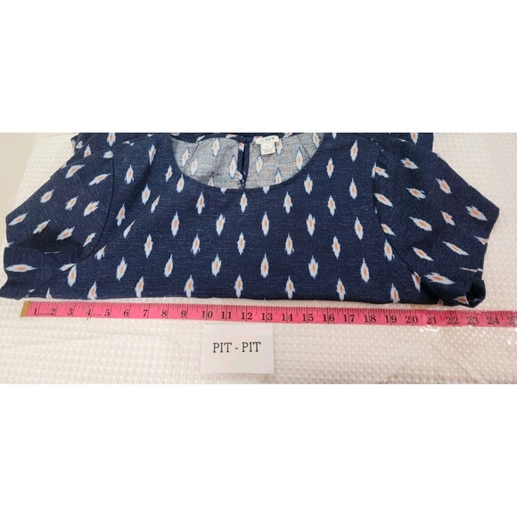 J.Crew Womans XL Blue Denim Blouse Ikat Linen Tribal Boxy Southwestern Aztec - Picture 11 of 12